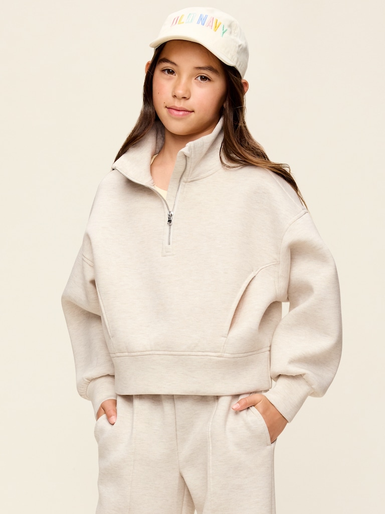 Chandail à demi-glissière en molleton raffiné pour fille