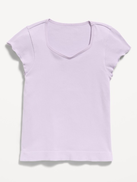 Fitted Seamless Ribbed Performance Top for Girls