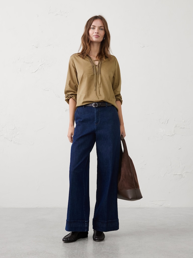 Collared Front-Tie Top