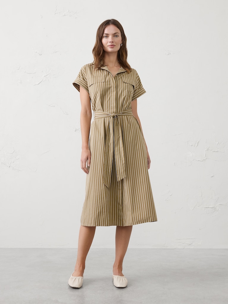 Poplin Utility Midi Shirtdress