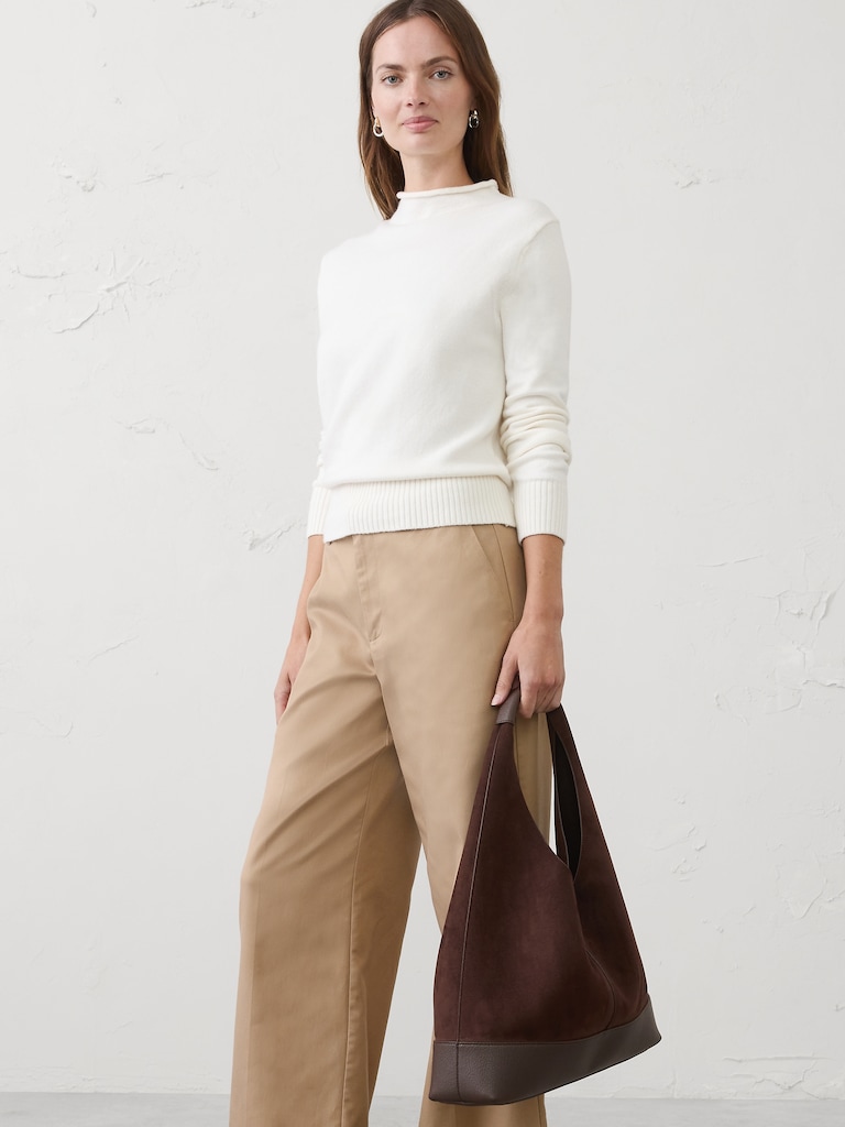 Vegan Suede Mixed Media Medium Slouchy Tote