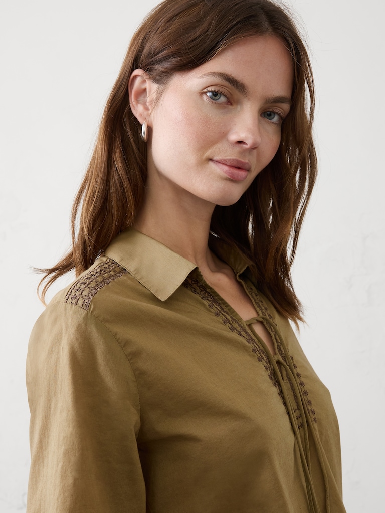 Collared Front-Tie Top