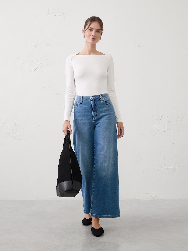 Jersey Straight-Neck T-Shirt