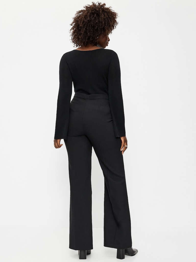 High-Waisted Patch Pocket Flare Pants