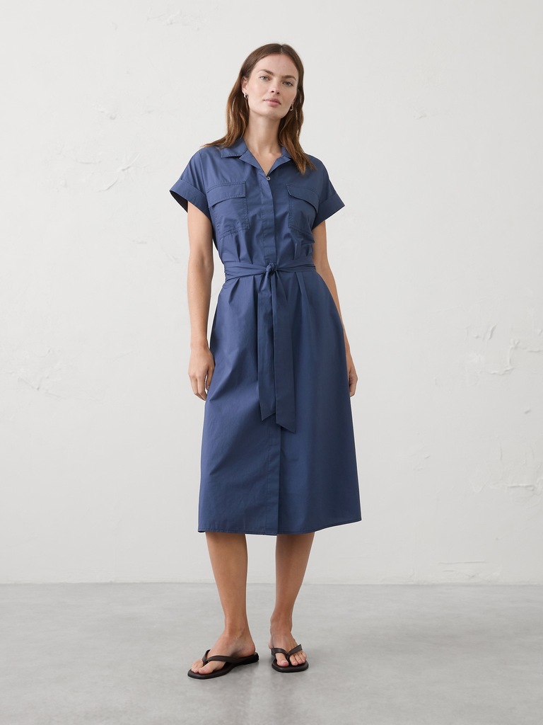 Poplin Utility Midi Shirtdress