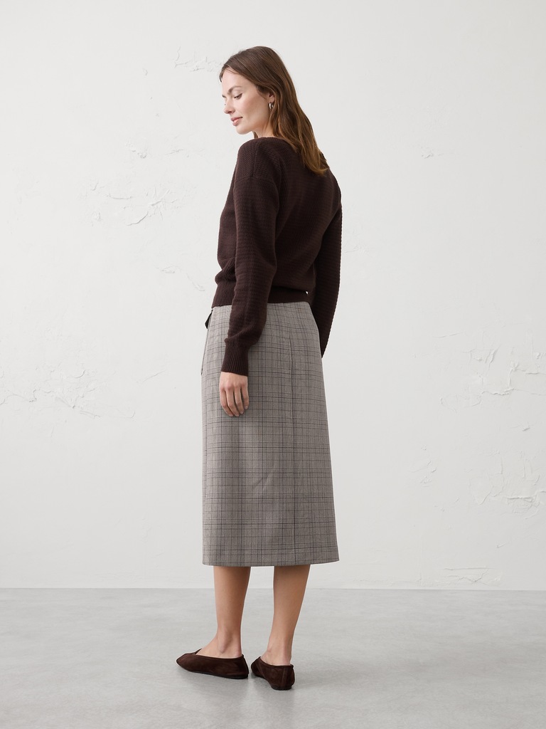 Button-Front Midi Skirt