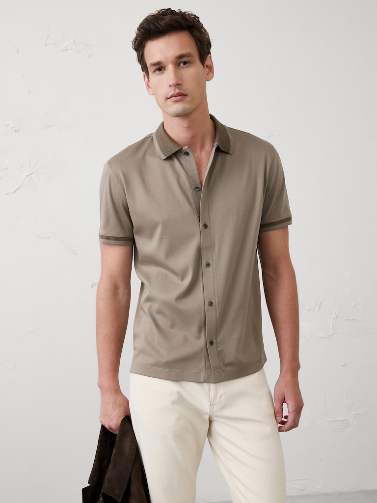 Slim-Fit Luxe Touch Button-Down Polo