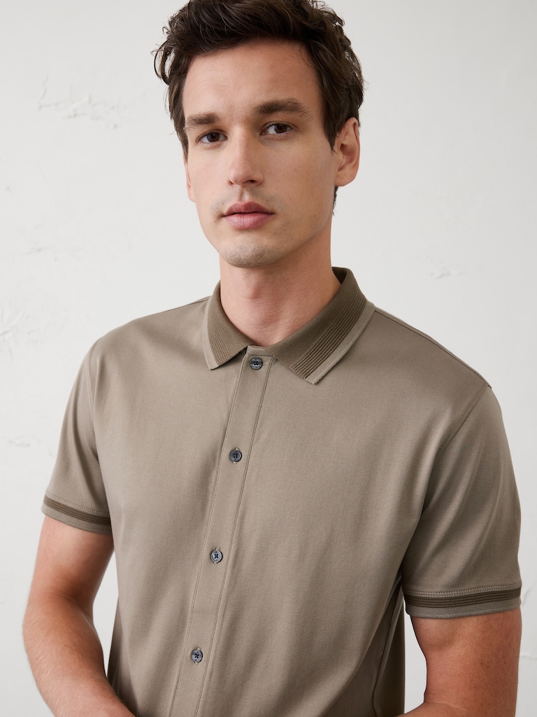 Slim-Fit Luxe Touch Button-Down Polo