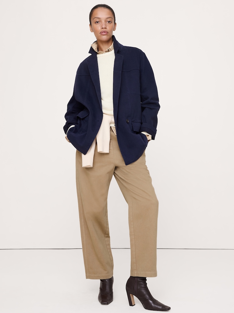 Cotton-Linen Utility Blazer