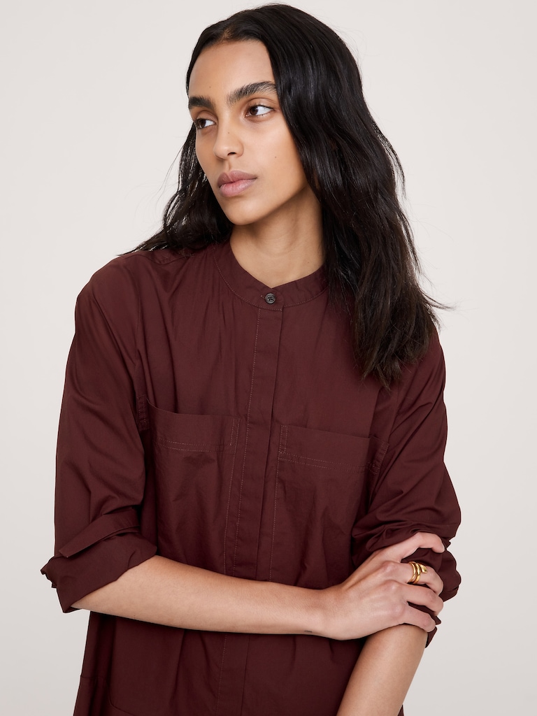 Cotton Trapeze Shirt Dress