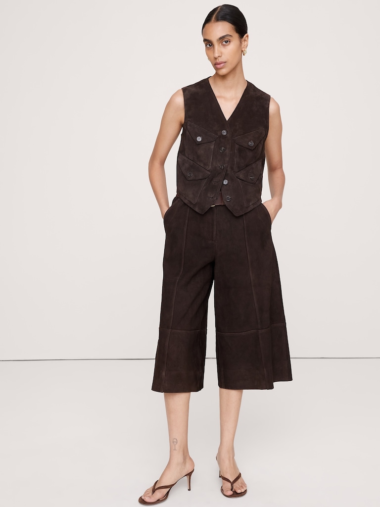 High-Rise Suede Culotte