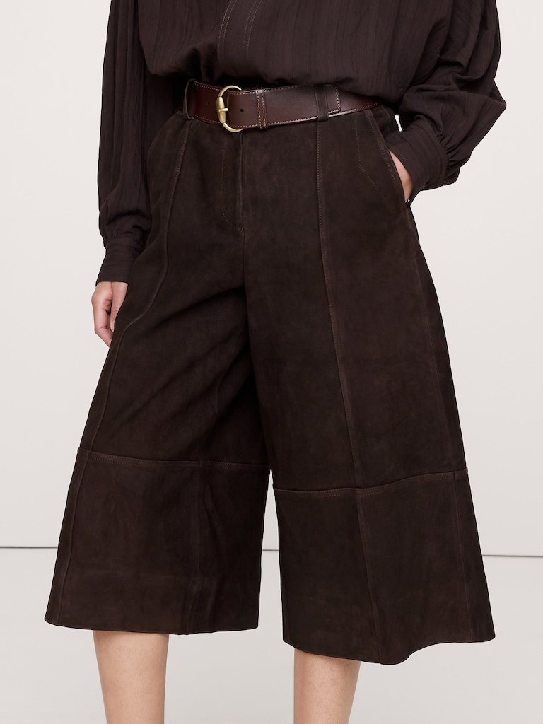 High-Rise Suede Culotte