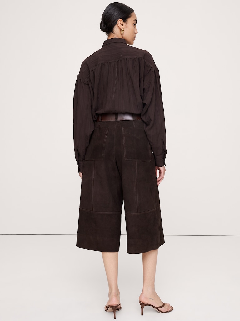 High-Rise Suede Culotte