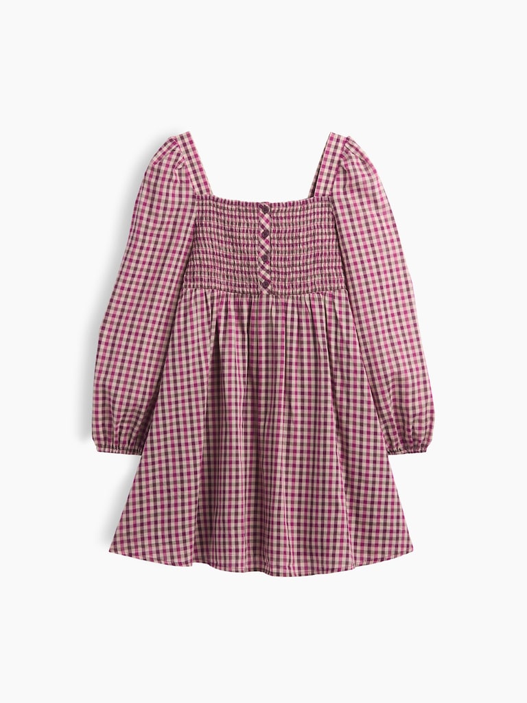 Kids Smocked Square-Neck Dress