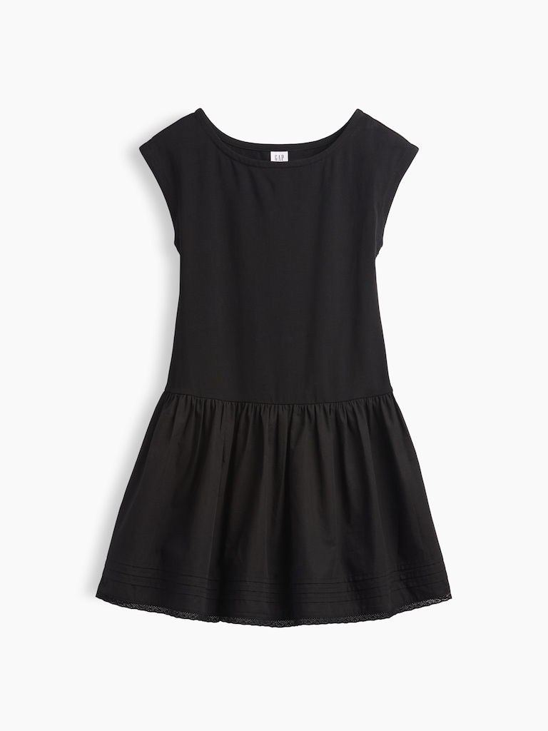 Kids Mixed Media Drop-Waist Dress