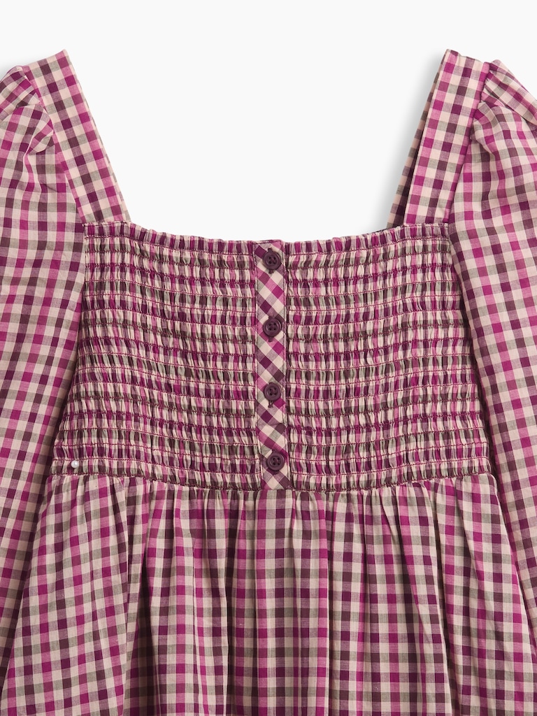 Kids Smocked Square-Neck Dress
