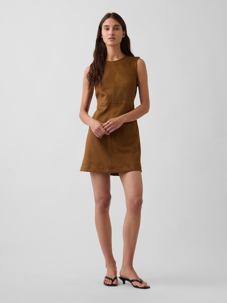 Vegan Suede Mini Shift Dress