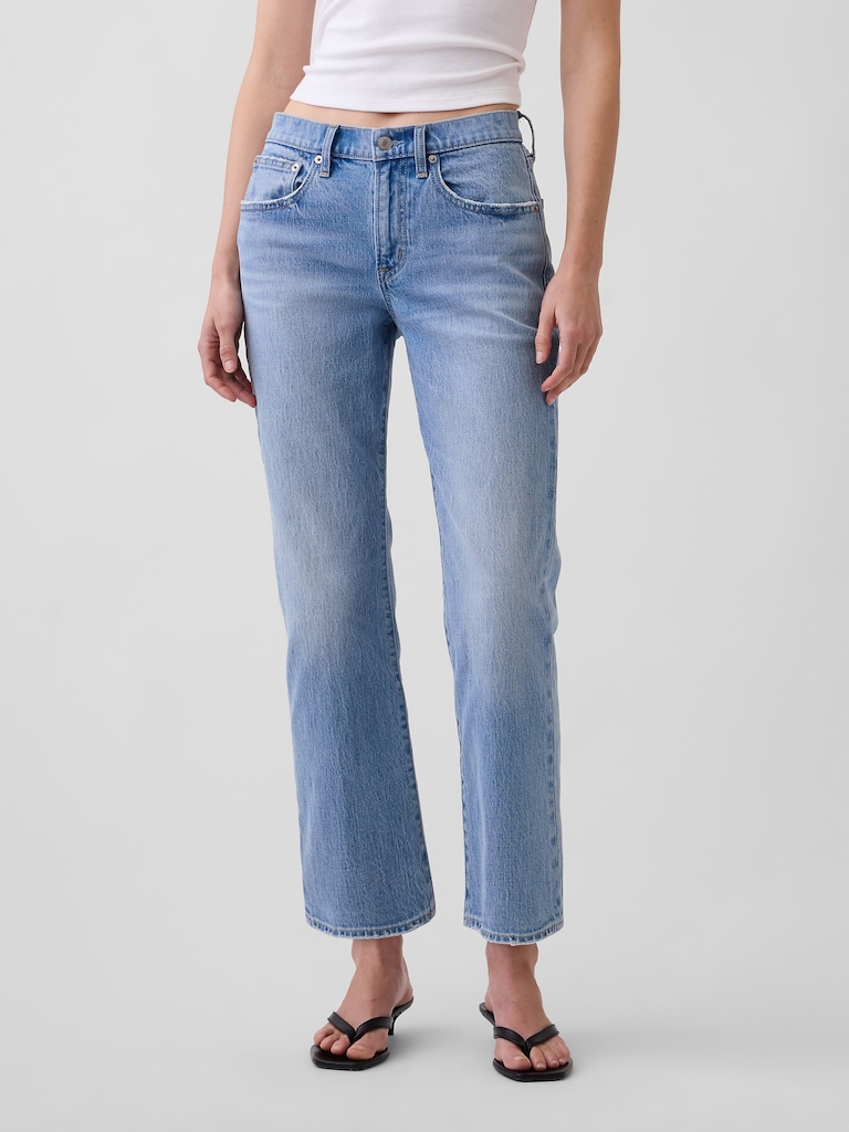 Mid Rise Flare Crop Jeans
