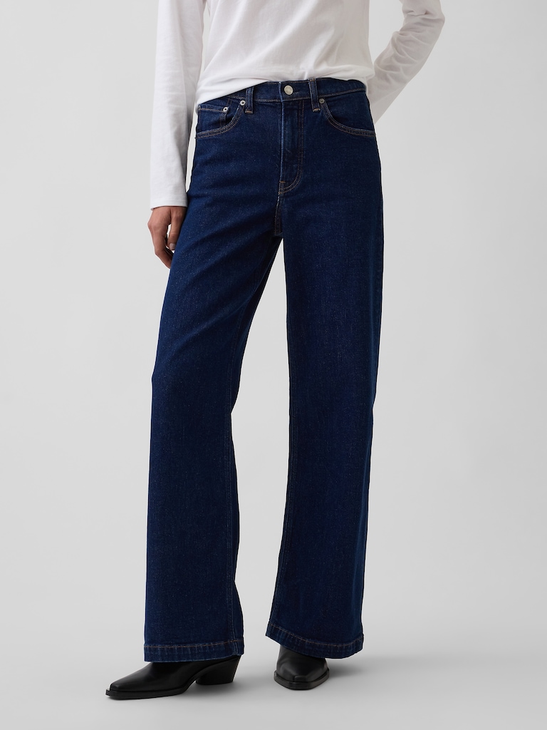 High Rise Stride Wide-Leg Jeans