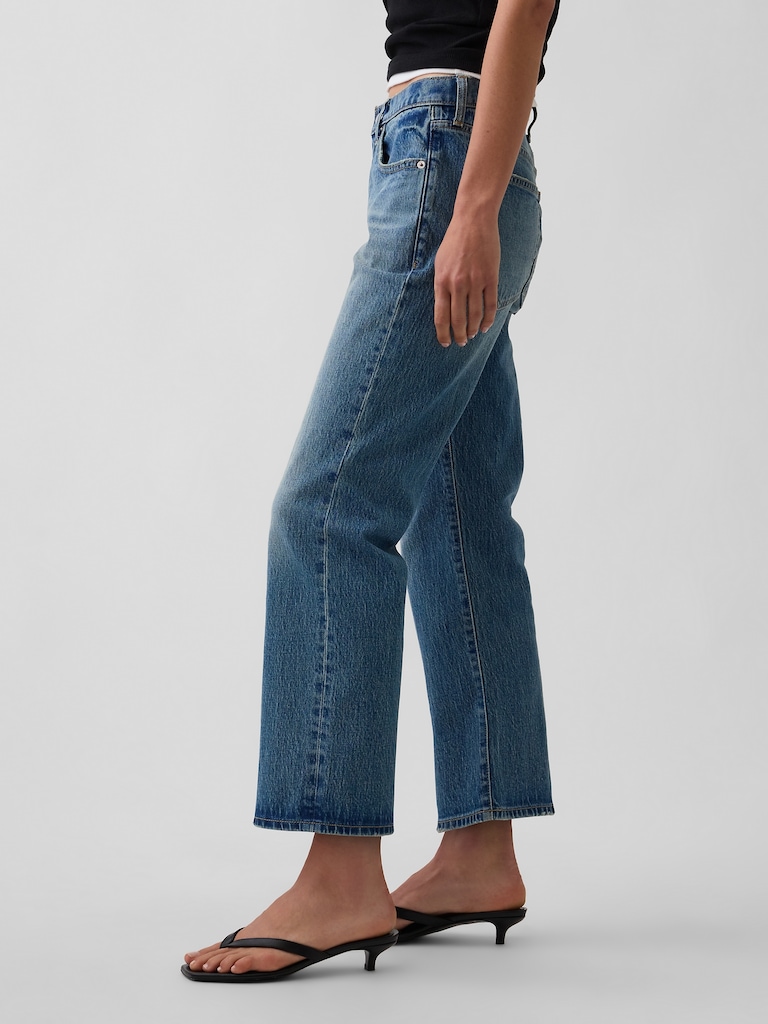 Mid Rise Flare Crop Jeans