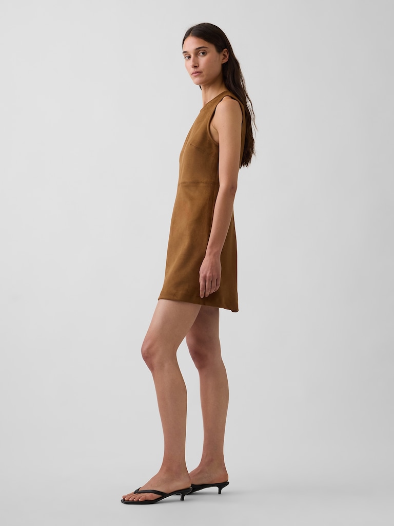 Vegan Suede Mini Shift Dress