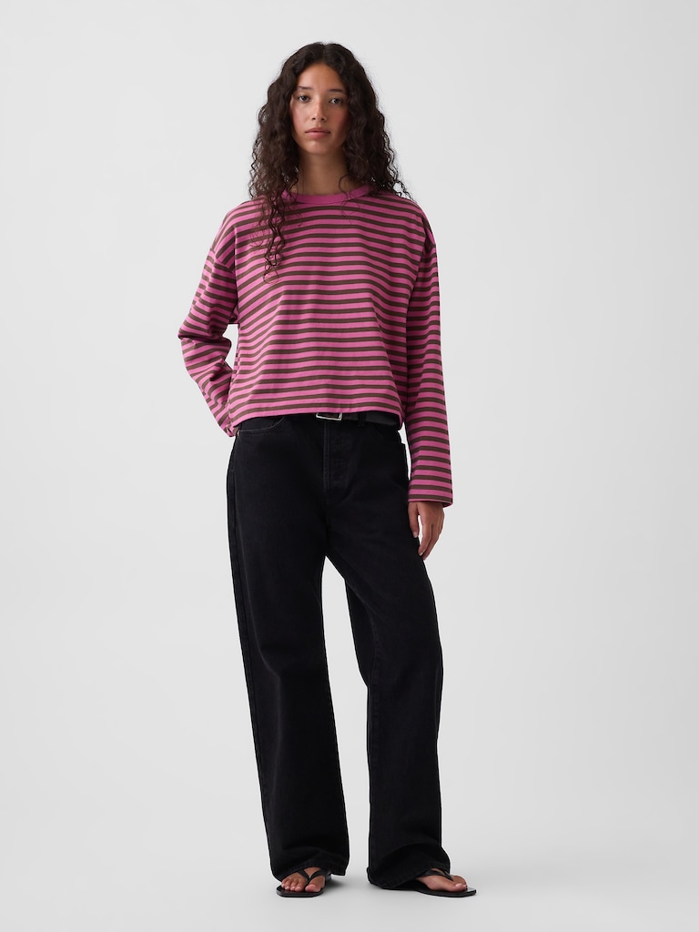 Knit Oversized Crop T-Shirt