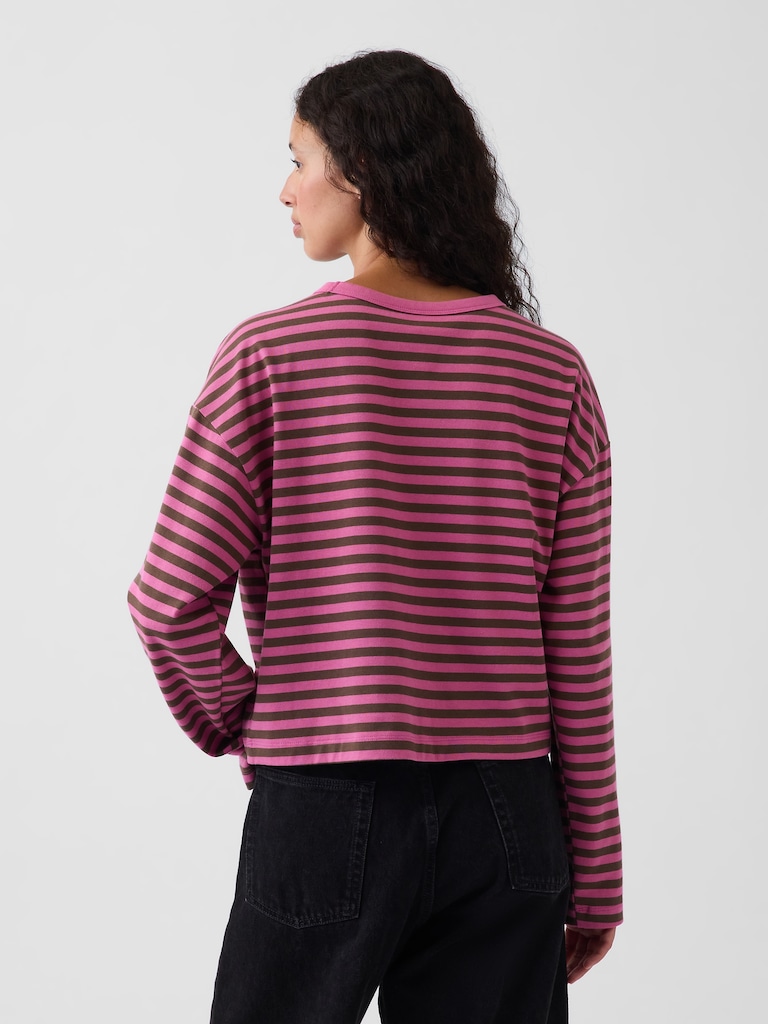 Knit Oversized Crop T-Shirt