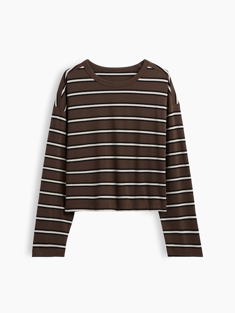 Knit Oversized Crop T-Shirt