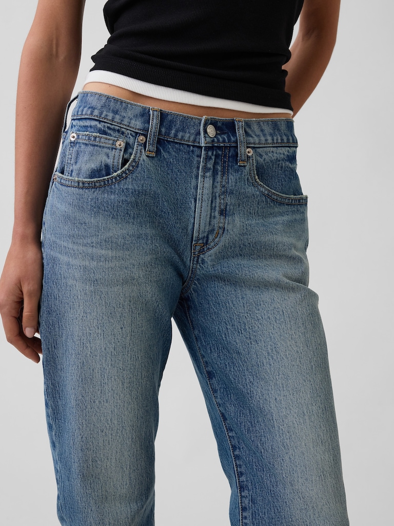 Mid Rise Flare Crop Jeans