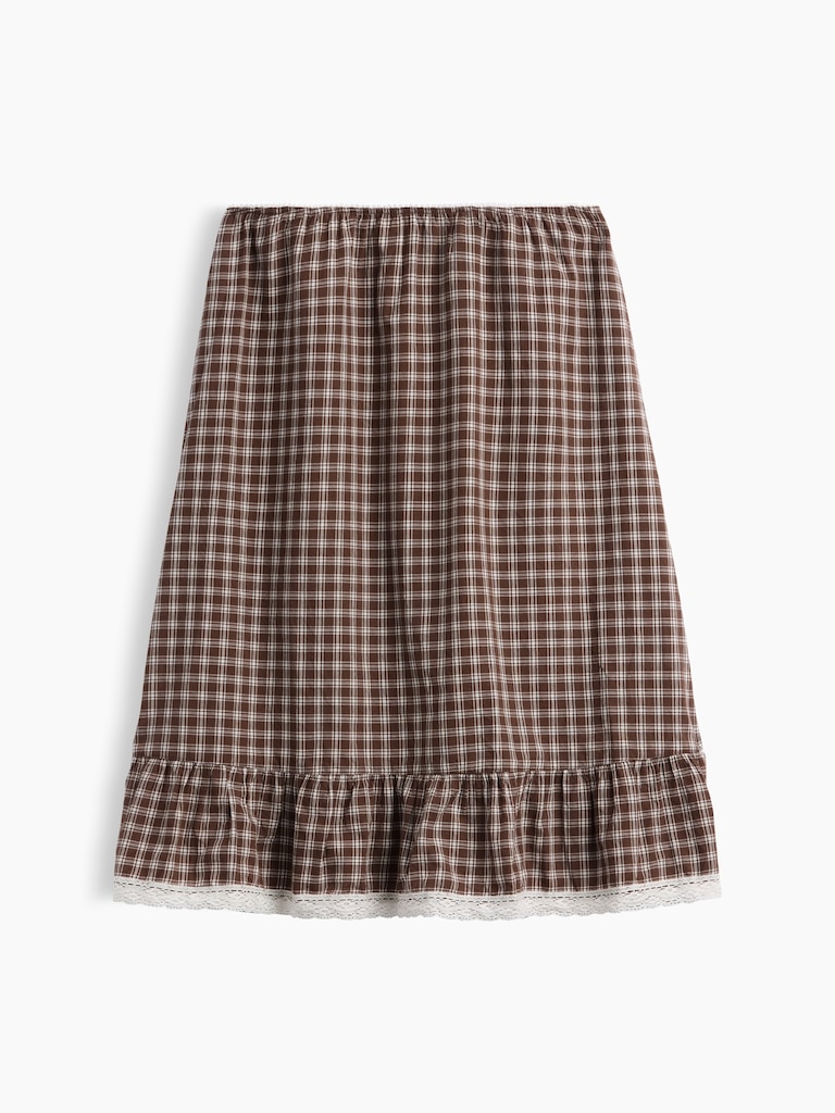 Ruffle-Hem Easy Knee-Length Skirt