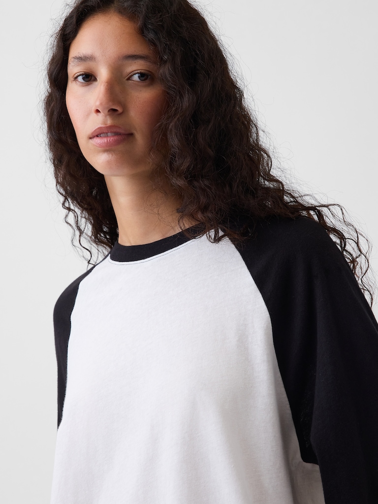 100% Cotton Authentic Oversized Raglan T-Shirt