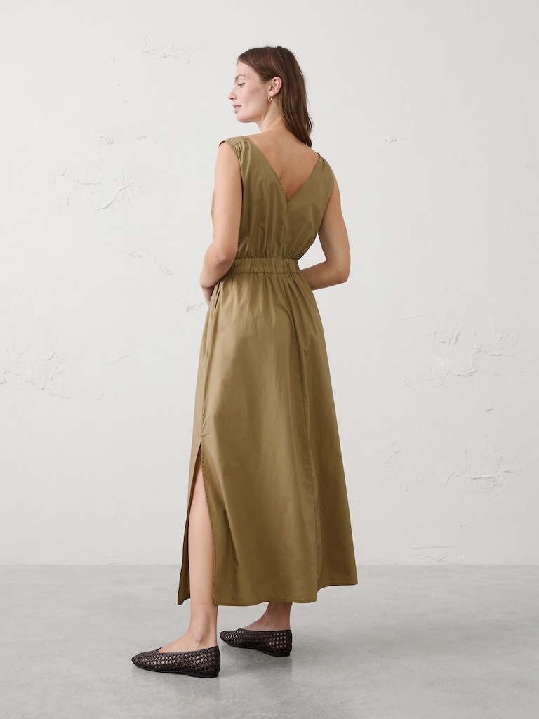 Poplin Belted Maxi Dress