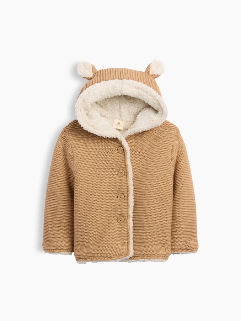 Baby Sherpa-Lined Garter Cardigan