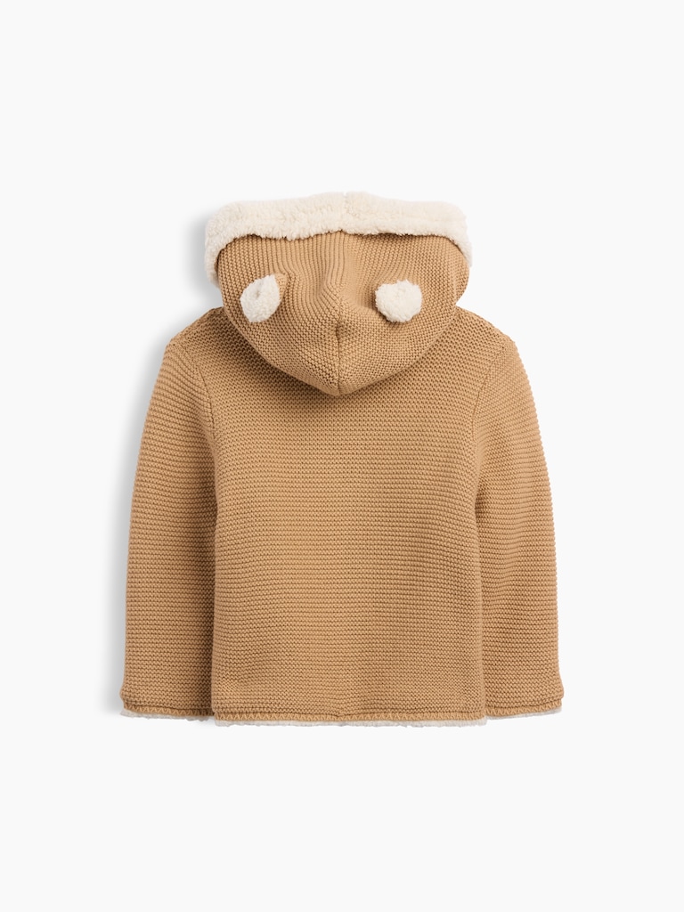 Baby Sherpa-Lined Garter Cardigan