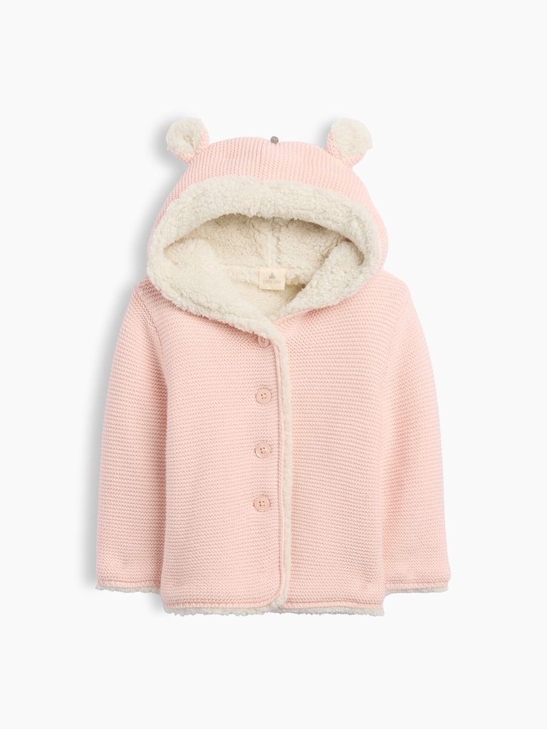 Baby Sherpa-Lined Garter Cardigan