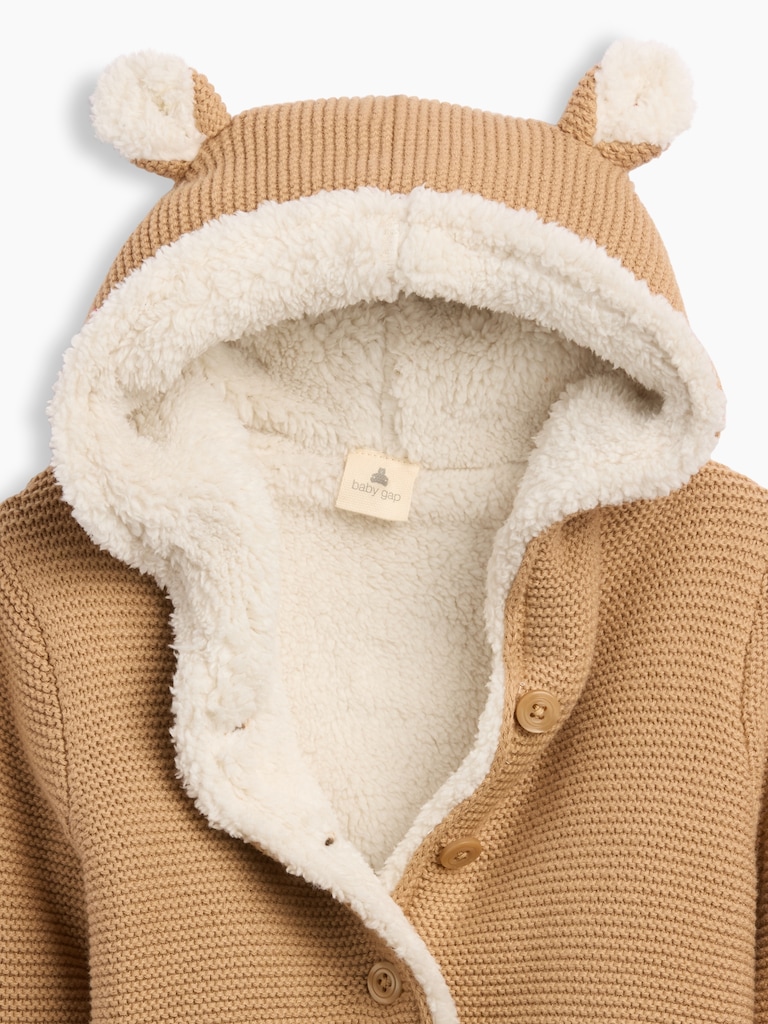 Baby Sherpa-Lined Garter Cardigan