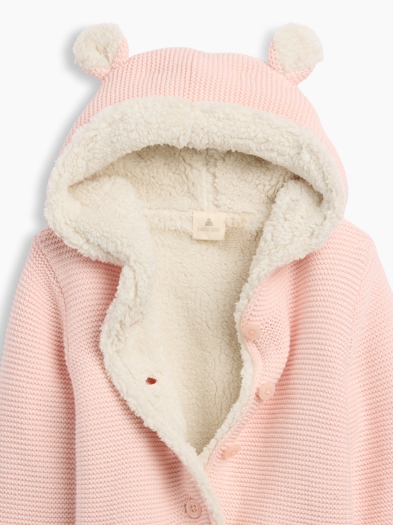 Baby Sherpa-Lined Garter Cardigan