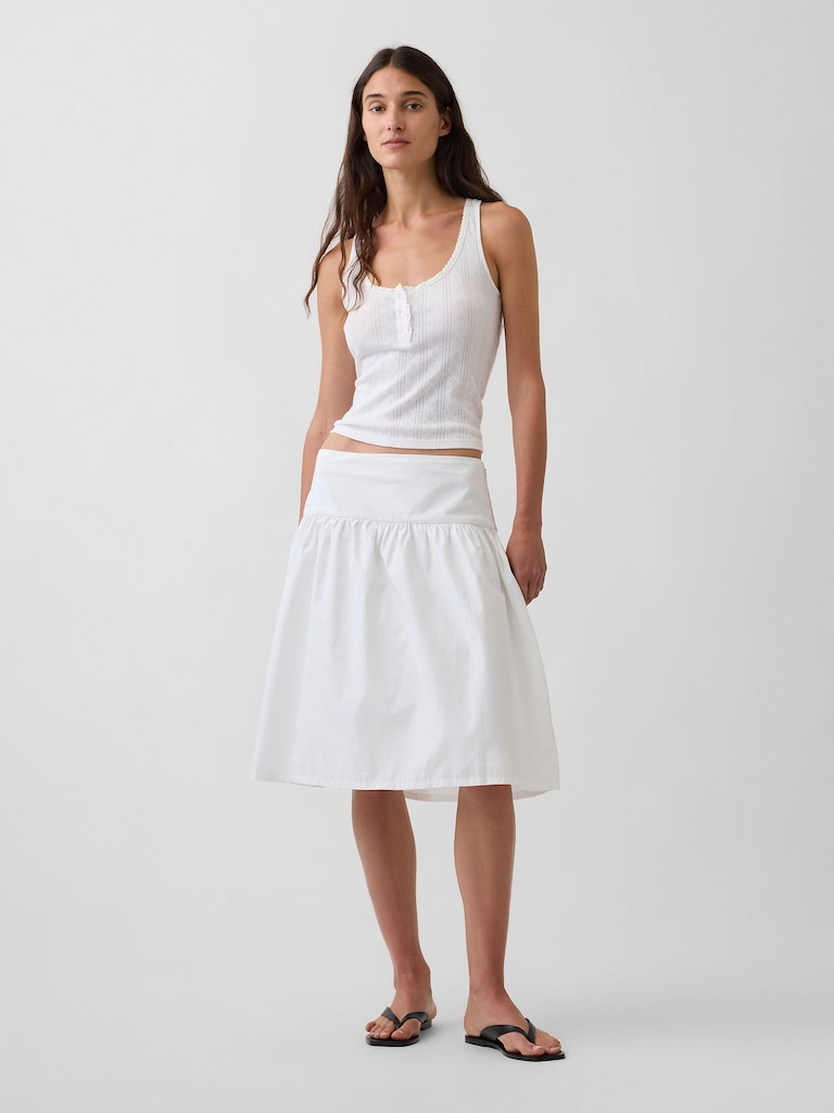 Poplin Drop-Waist Skirt