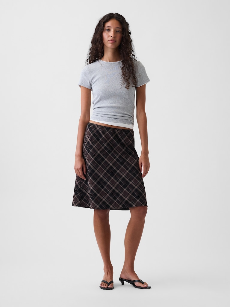 Plaid Easy Knee-Length Skirt