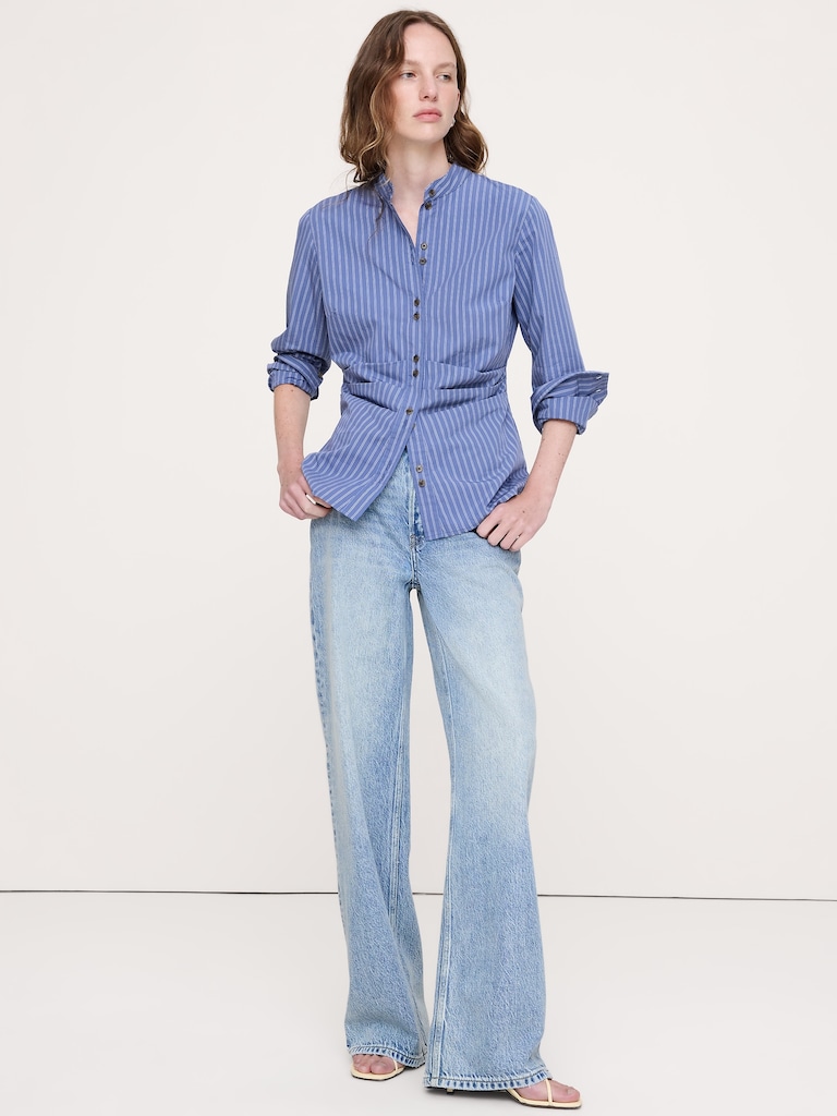 Cotton Pleated-Waist Top