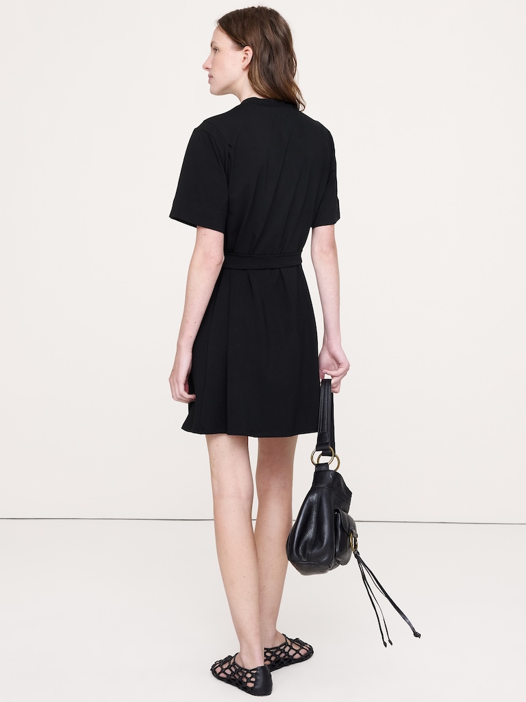 Stretch-Cotton High-Neck Mini Dress