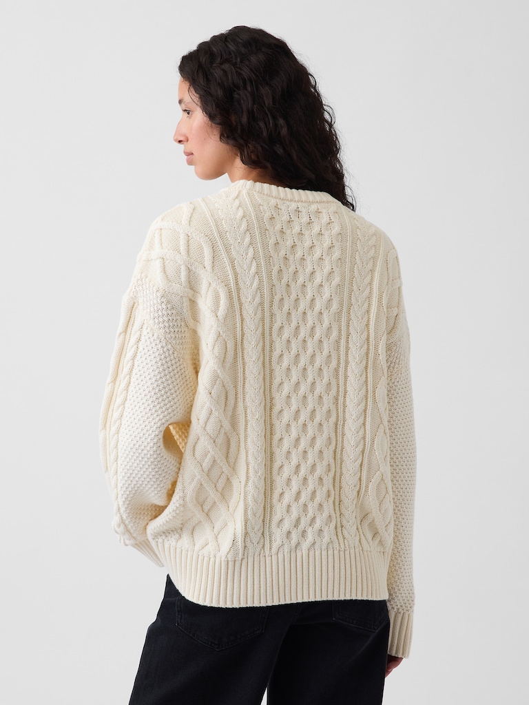 100% Cotton Cable-Knit Oversized Sweater