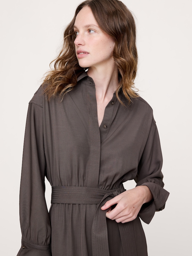 Viscose Maxi Shirt Dress