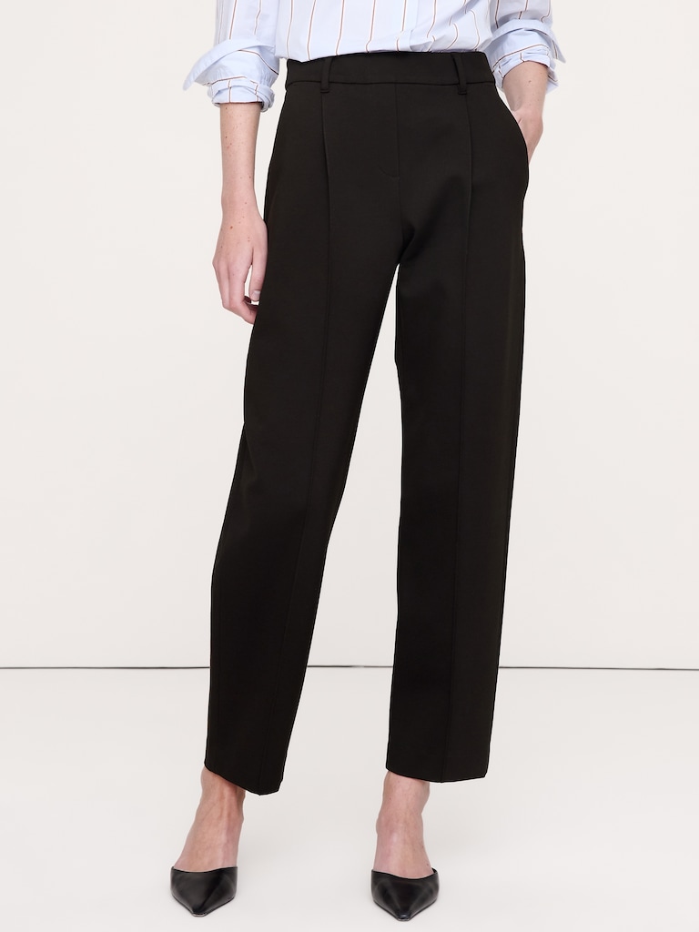 High-Rise Slim Drapey Ponte Pull-On Pant