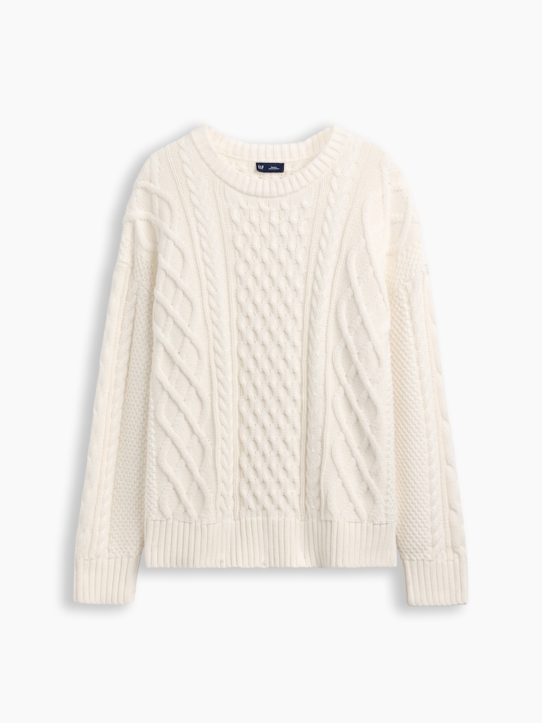 100% Cotton Cable-Knit Oversized Sweater