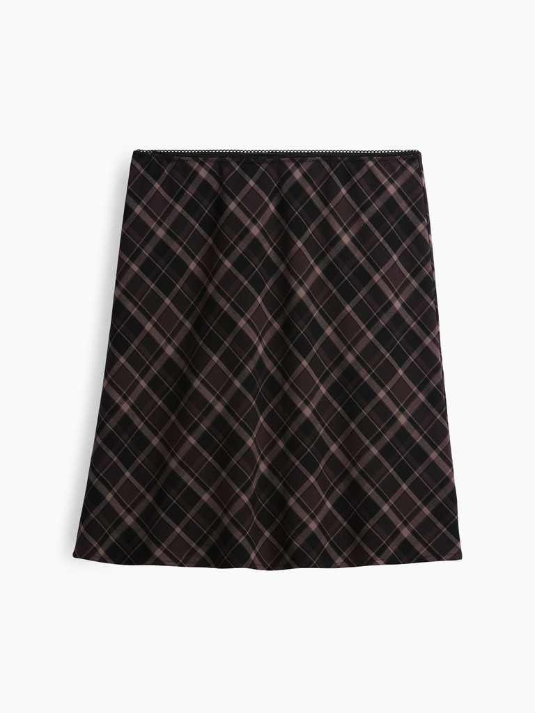 Plaid Easy Knee-Length Skirt
