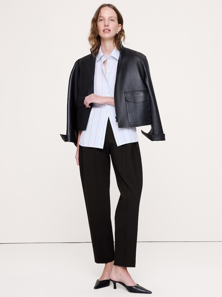 High-Rise Slim Drapey Ponte Pull-On Pant