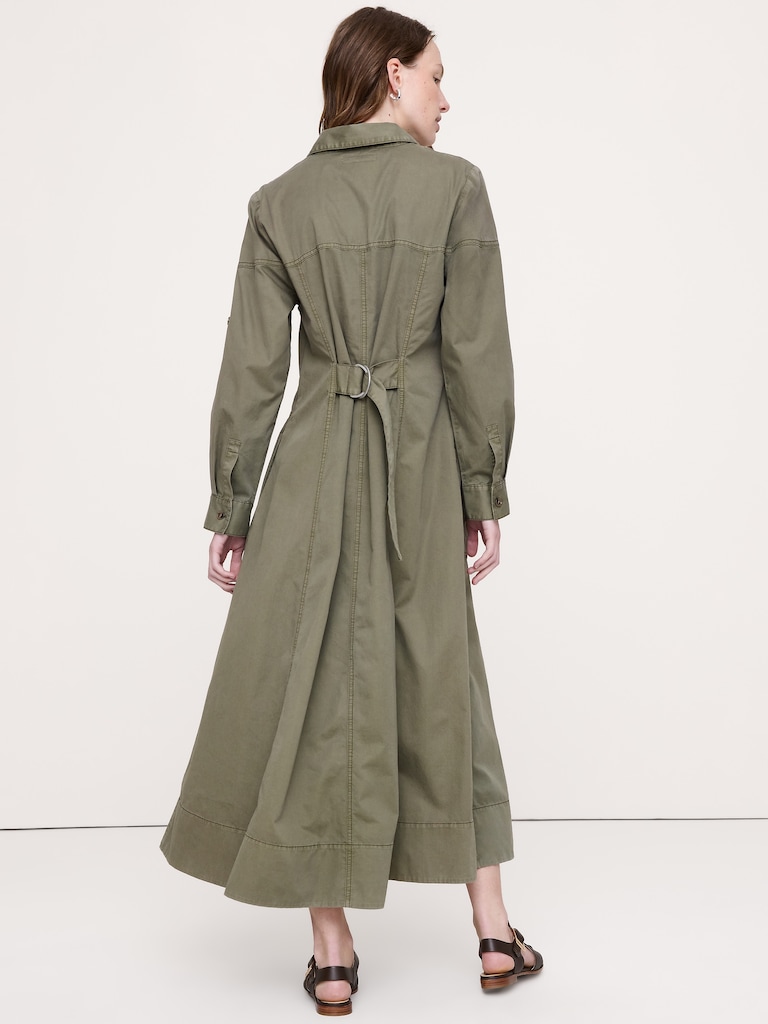 Cotton Twill Paneled Shirt Dress