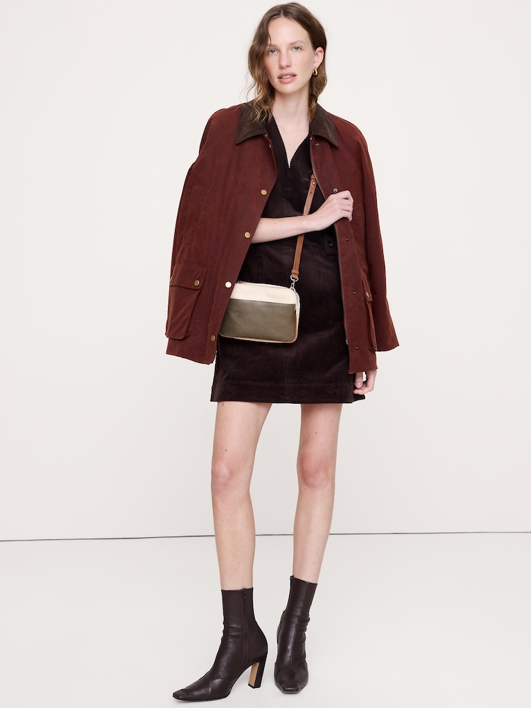 Corduroy Side-Button Mini Dress