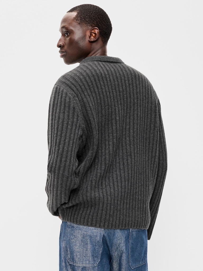 Long-Sleeve Polo Sweater